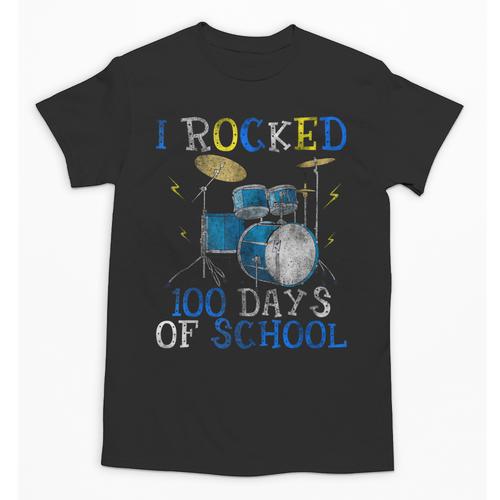 100th Day Of School T Shirt Happy 100 Days Drum Kit Music Unisex T-Shirt - Downbeat Supply
