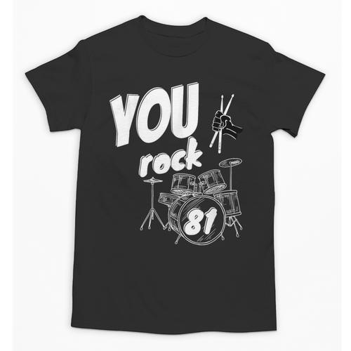 Drum Kit Drummer 81 Years 81st Birthday Men Women Unisex T-Shirt - Downbeat Supply