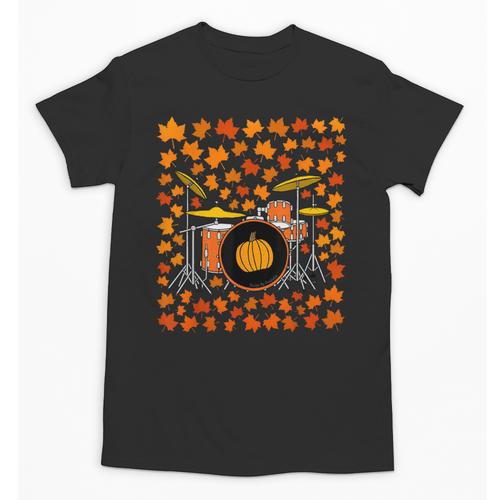 Drum Kit With Leaves Fall Drummer Autumn Musician Unisex T-Shirt - Downbeat Supply
