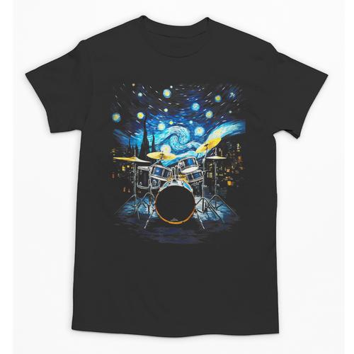 Drum Kit Percussionist Drummer Van Gogh Drums Unisex T-Shirt - Downbeat Supply