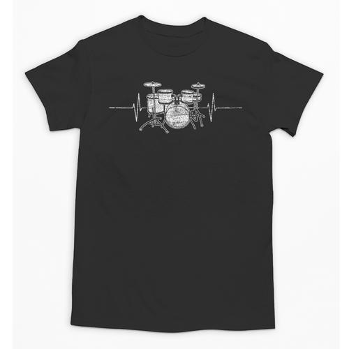 ECG Heartbeat Music Lovers Drumsticks Drum Kit Unisex T-Shirt - Downbeat Supply