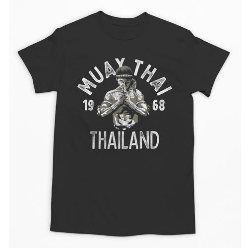 Muay Thai Thailand Vintage Tiger Fighter Training Small Unisex T-Shirt - Nak Muay Co.