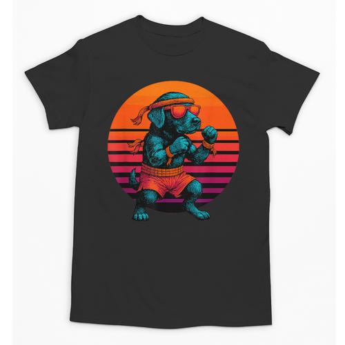 Retro Dog With Gloves Muay Thai Fighter Unisex T-Shirt - Nak Muay Co.