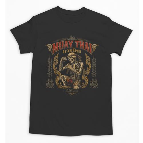 Retro Muay Thai Shorts Thai Boxing Fighter Style Skeleton Unisex T-Shirt - Nak Muay Co.