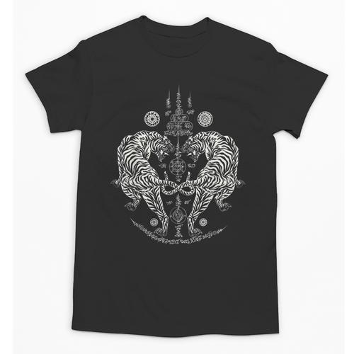 Sak Yant Thai Tattoo Twin Tiger For Muay Thai Fighter Boxing Unisex T-Shirt - Nak Muay Co.