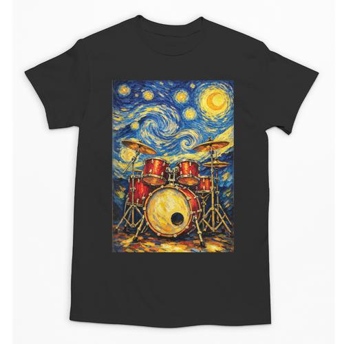 Starry Night Drum Kit Van Gogh Style Art Unisex T-Shirt - Downbeat Supply