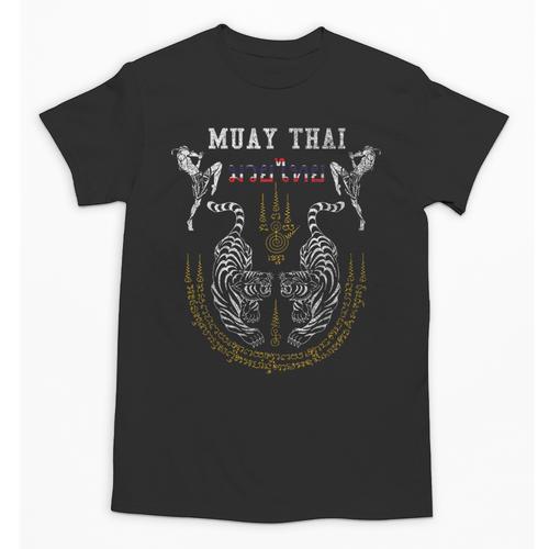 Twin Tiger Sak Yant Muay Thai Fighter Tee Martial Art Unisex T-Shirt - Nak Muay Co.