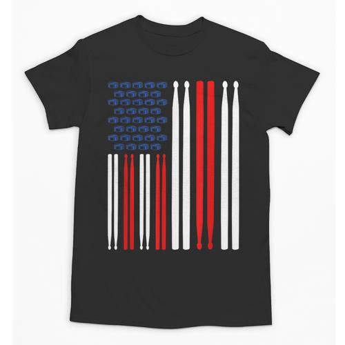 USA Flag Drummer Music Drum Kit Unisex T-Shirt - Downbeat Supply