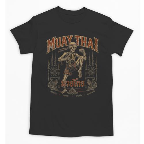 Vintage Muay Thai Belt Thai Boxing Warrior Fighter Skeleton Unisex T-Shirt - Nak Muay Co.
