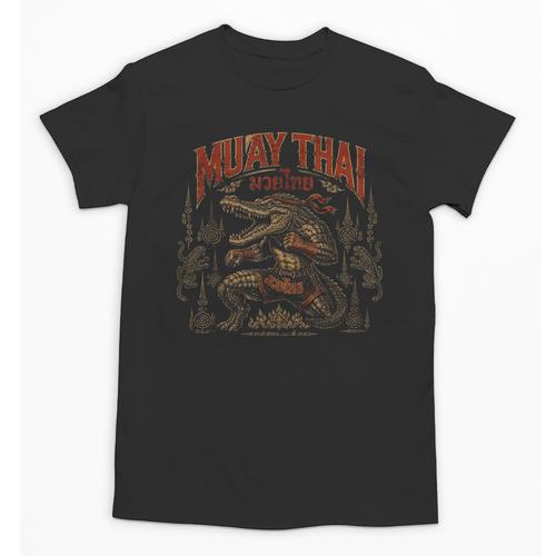 Vintage Muay Thai Wai Kru Thai Boxing Ritual Art Crocodile Unisex T-Shirt - Nak Muay Co.