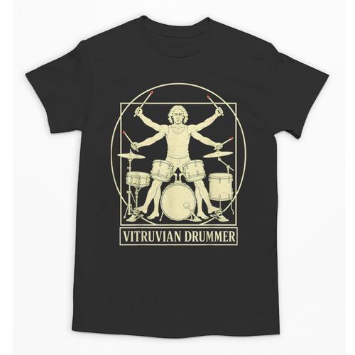 Vitruvian Drummer Drum Kit Music Lover Musician Men Unisex T-Shirt - Downbeat Supply