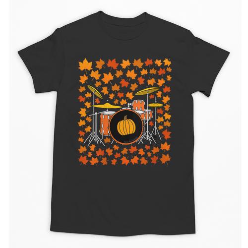 Women's Drum Kit With Leaves Fall Drummer Autumn Musician Unisex T-Shirt - Downbeat Supply