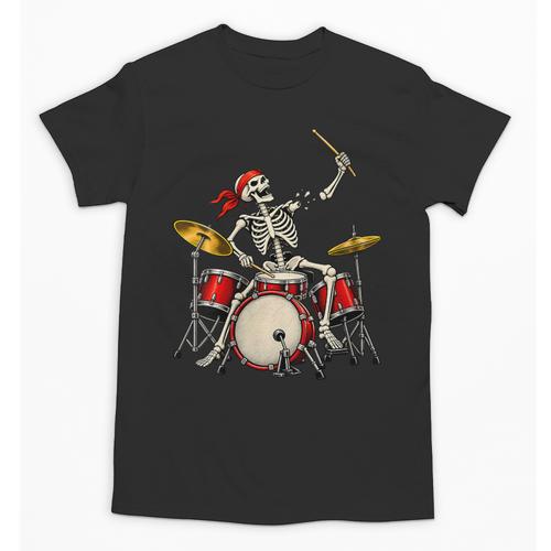 Women's Skeleton Drummer Skull Drum Kit Halloween Unisex T-Shirt - Downbeat Supply