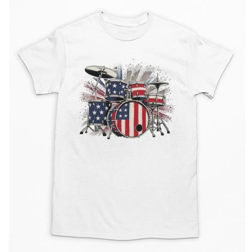 Drum Kit With American Flag Graphic For Musicians Unisex T-Shirt - Downbeat Supply