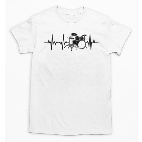 Drum Kit Pulse Line Rock Artist Drum Set Unisex T-Shirt - Downbeat Supply