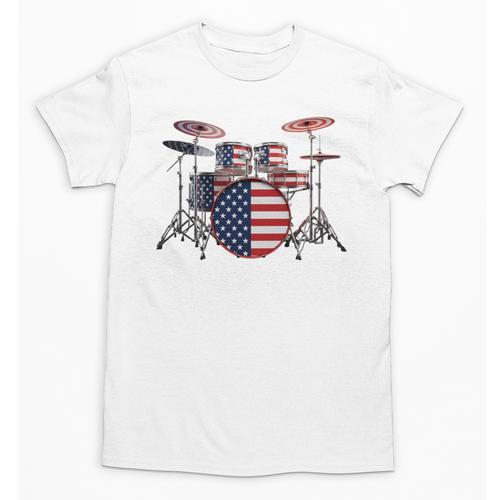 USA Patriotic Drum Kit American Flag Drum Set Unisex T-Shirt - Downbeat Supply