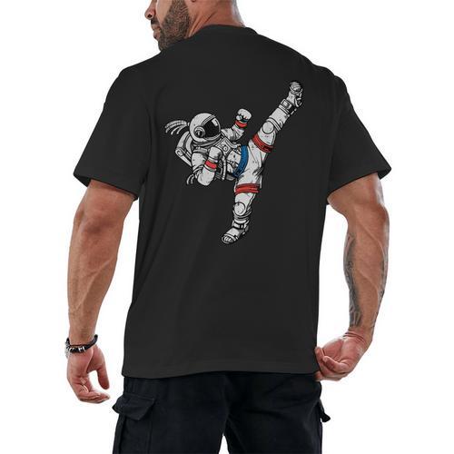 Astronaut Muay Thai Fighter Space Martial Arts Men Women Kid Men's Back Print T-Shirt - Nak Muay Co.