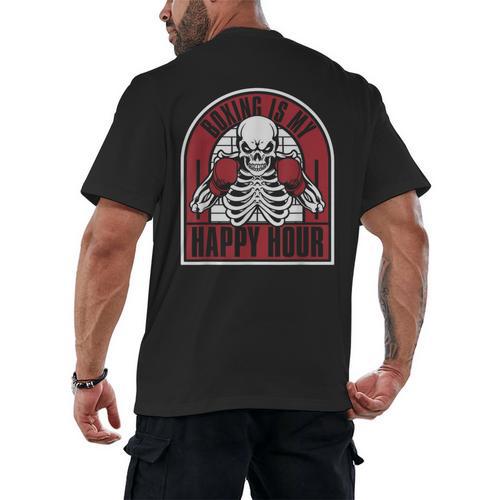 Boxing Is My Happy Hour Muay Thai Kickboxer Fan Boxing Men's Back Print T-Shirt - Nak Muay Co.