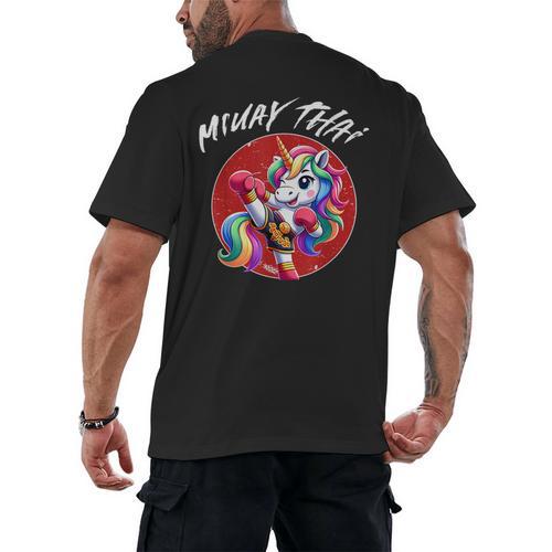 Cute Thai Boxing And Muay Thai Unicorn Men's Back Print T-Shirt - Nak Muay Co.