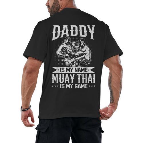 Daddy Is My Name Muay Thai Is My Game Muay Thai Dad Men's Back Print T-Shirt - Nak Muay Co.