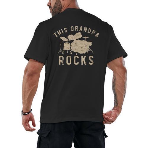 Dieser Opa Rockt Trommzeuger Drummer Musik Drum Kit Men's Back Print T-Shirt - Downbeat Supply
