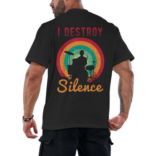 Drum Kit Tshirt For a Drummer With Percussion Instruments Men's Back Print T-Shirt - Downbeat Supply