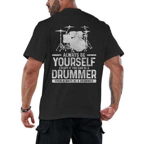 Drummer Drum Kit Saying Drummer Men's Back Print T-Shirt - Downbeat Supply