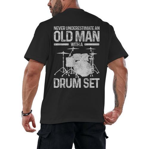Drummer Drum Kit Vintage Drummer Men's Back Print T-Shirt - Downbeat Supply