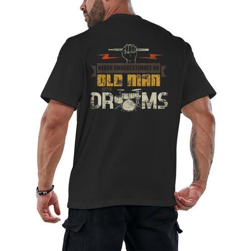 Drummer Drummer Pensioner Drum Kit Men's Back Print T-Shirt - Downbeat Supply