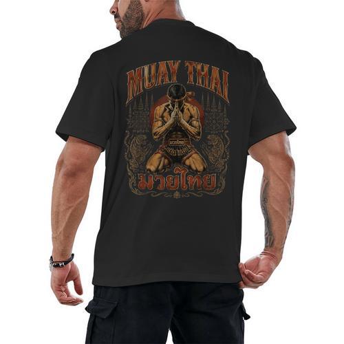 Faded Muay Thai Fighter Nak Muay Thailand Boxing Men's Back Print T-Shirt - Nak Muay Co.