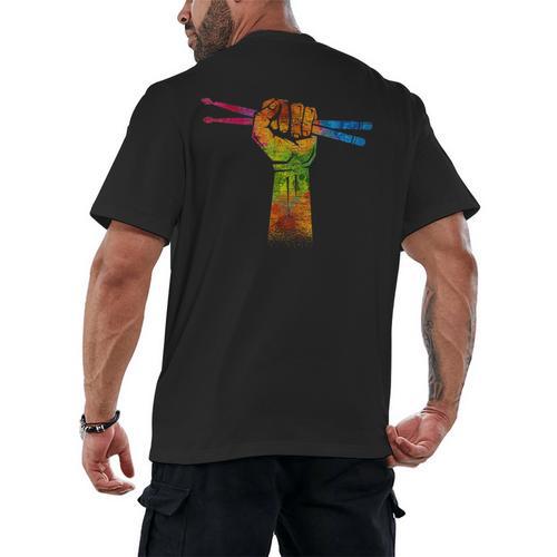 Faust Drumsticks Drummer Drummer Drum Kit Men's Back Print T-Shirt - Downbeat Supply
