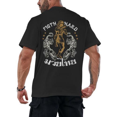 Fight Hard Traditional Fighter Muay Thai Men's Back Print T-Shirt - Nak Muay Co.