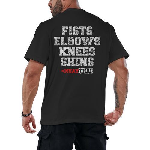 Fist Elbows Knees Shins Martial Arts Muay Thai Men's Back Print T-Shirt - Nak Muay Co.