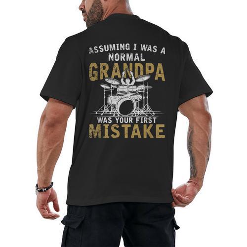 Grandpa Drummer Father's Day Drum Kit Men's Back Print T-Shirt - Downbeat Supply