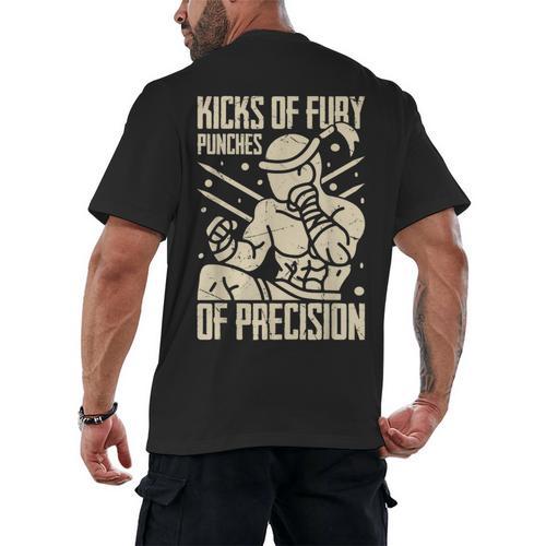 Kicks Of Fury Punches Of Precision Muay Thai Men's Back Print T-Shirt - Nak Muay Co.