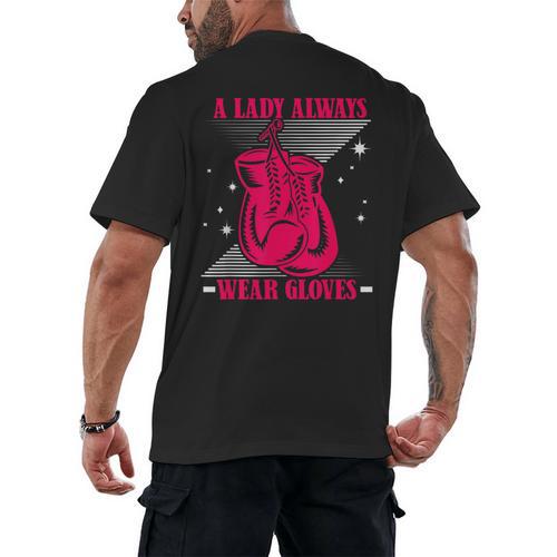 A Lady Always Wear Gloves Kickboxer Fan Muay Thai Boxing Men's Back Print T-Shirt - Nak Muay Co.