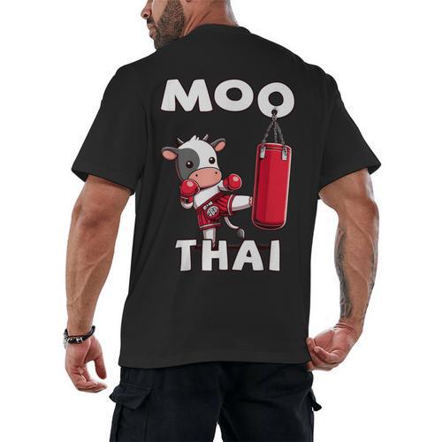 Moo Thai Muay Thai Thai Boxing For Kids Muay Thai Cow Men's Back Print T-Shirt - Nak Muay Co.