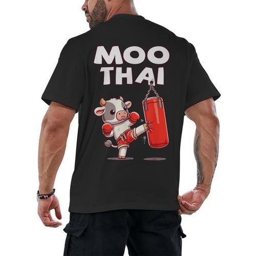 Moo Thai Muay Thai Cow Thai Boxing For Kids Muay Thai Men's Back Print T-Shirt - Nak Muay Co.