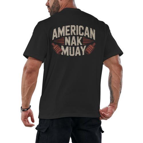 Muay Thai American Nak Fighter Identity Boxing Proud Sport Men's Back Print T-Shirt - Nak Muay Co.