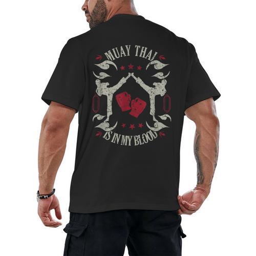 Muay Thai Is In My Blood Traditional Fighters Thai Boxing Men's Back Print T-Shirt - Nak Muay Co.