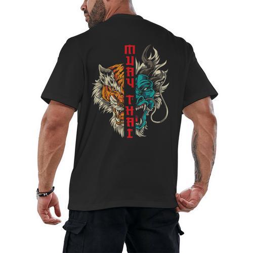 Muay Thai Thai Boxing Dragon Tiger Men's Back Print T-Shirt - Nak Muay Co.