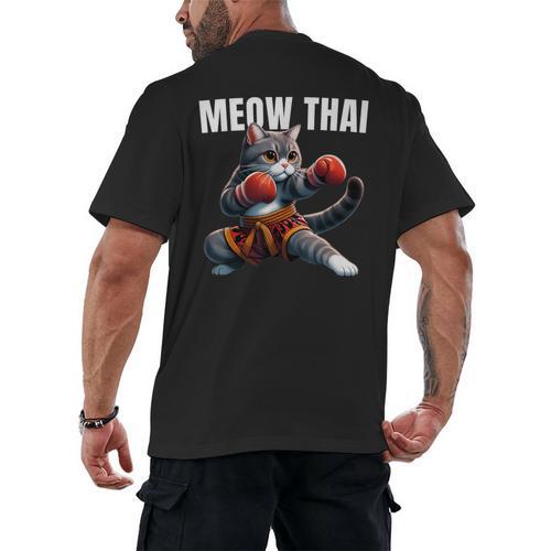 Muay Thai Cat Meow Thai Boxing Martial Art Kids Men's Back Print T-Shirt - Nak Muay Co.