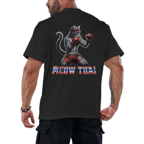 Muay Thai Cat Meow Thai Boxing Men's Back Print T-Shirt - Nak Muay Co.