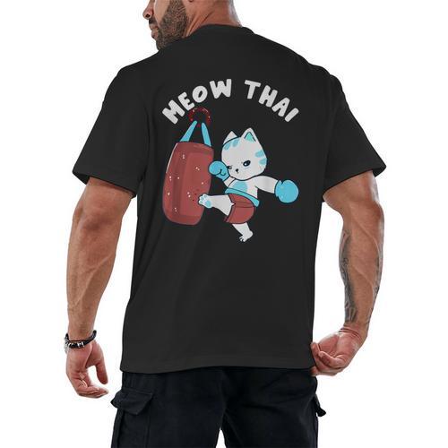 Muay Thai Cat Meow Thai Punch Bag Martial Arts Men's Back Print T-Shirt - Nak Muay Co.