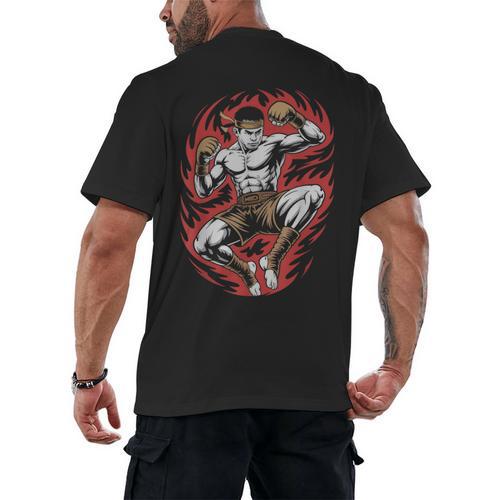 Muay Thai Elbow Strike Silhouette Minimal Clean Sport Men's Back Print T-Shirt - Nak Muay Co.