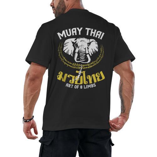 Muay Thai Elephant Martial Arts Thai Boxing Coach Lover Men's Back Print T-Shirt - Nak Muay Co.