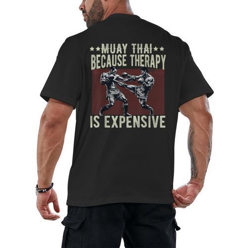 Muay Thai Fighter For Men Dad Boys Thai Kickboxing Fighting Men's Back Print T-Shirt - Nak Muay Co.