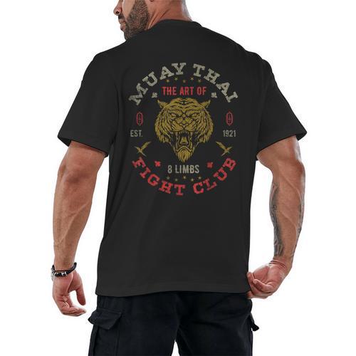 Muay Thai Fighter Vintage Tee Twin Tiger Art Of 8 Limbs Men's Back Print T-Shirt - Nak Muay Co.