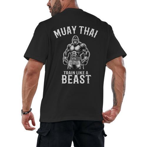 Muay Thai Gorilla Kickboxing And Gorilla Thai Boxing Men's Back Print T-Shirt - Nak Muay Co.