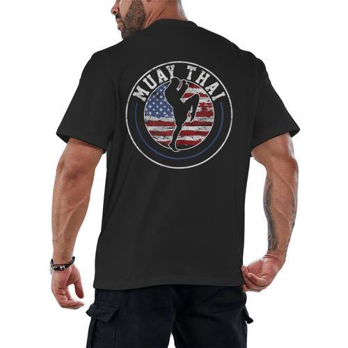 Muay Thai Kickboxing Vintage Men's Back Print T-Shirt - Nak Muay Co.